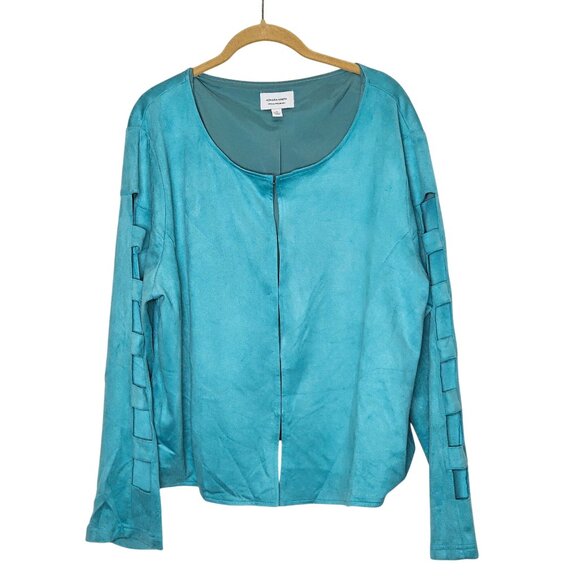 Azmara Asefa Womens Blue Long‎ Sleeve Top Soft Long Cutout Sleeve Design 1X - Picture 1 of 9